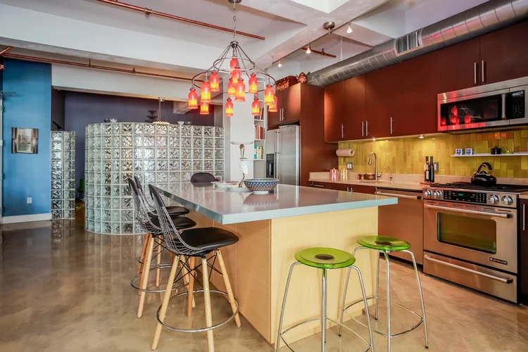 Loft kitchen with island